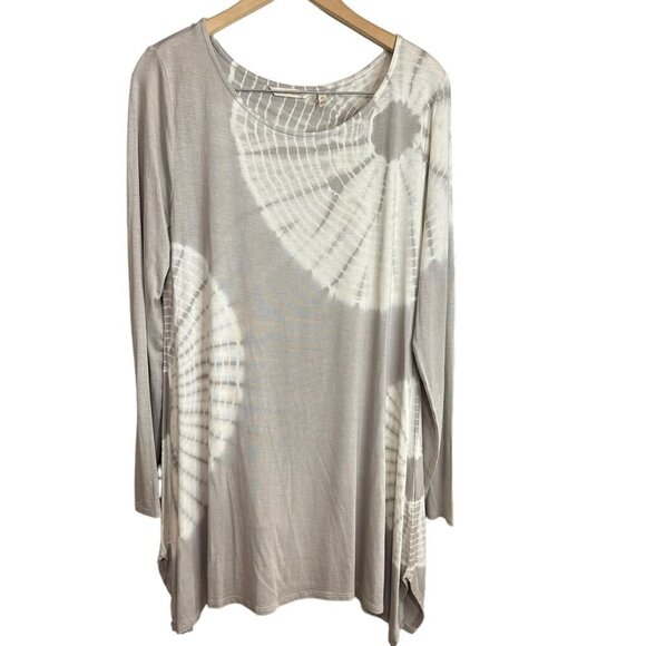 Soft Surroundings Lagenlook Tie Dye Pullover Tunic Top Women's Light Grey Size M - Picture 2 of 6